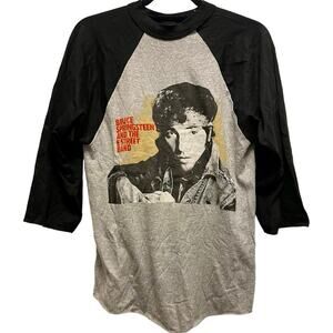 Vintage 80s Bruce Springsteen World Tour 1984-1985 Single Stitch Raglan Shirt L